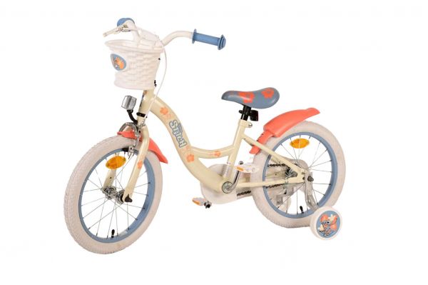 Disney Stitch Kinderfiets - Meisjes - 16 inch - Crème Koraal Blauw