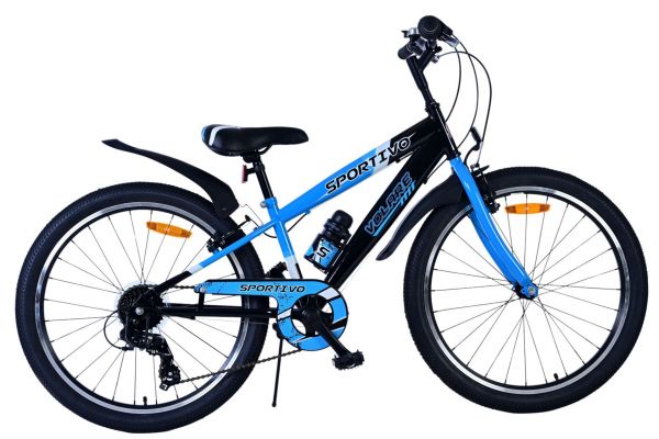 Volare Sportivo Kinderfiets - Jongens - 24 inch - 7 Speed - Zwart Blauw