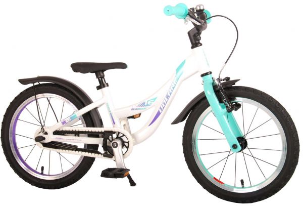 Volare Glamour Kinderfiets - Meisjes - 16 inch - Wit/Mint Groen - Prime Collection