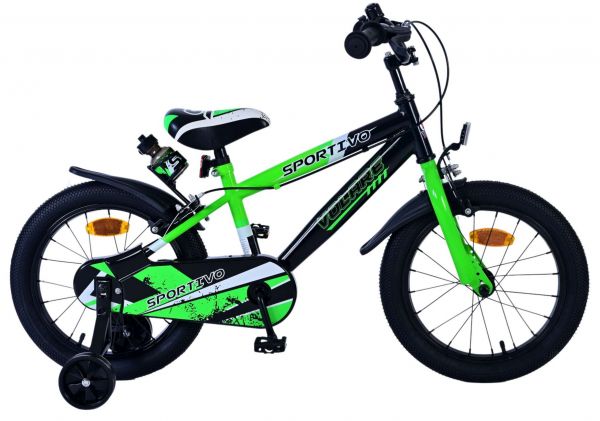 Volare Sportivo Kinderfiets - Jongens - 16 inch - Groen Zwart - Twee Handremmen