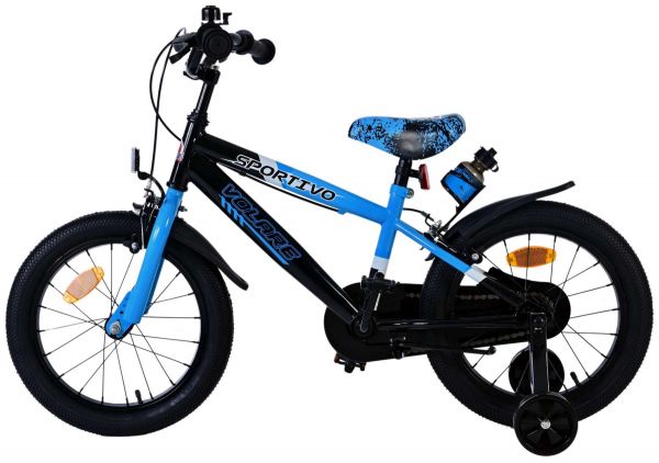 Volare Sportivo Kinderfiets - Jongens - 16 inch - Blauw Zwart - Twee Handremmen