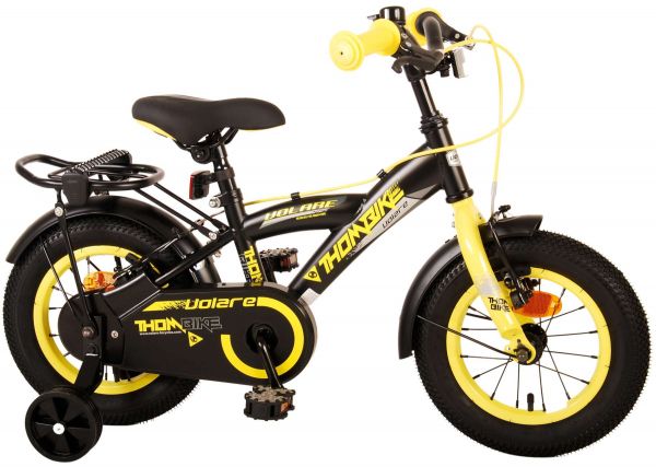 Volare Thombike Kinderfiets - Jongens - 12 inch - Zwart Geel - Twee Handremmen