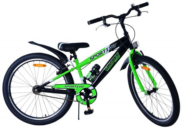 Volare Sportivo Kinderfiets - Jongens - 24 inch - Zwart Groen - Twee Handremmen