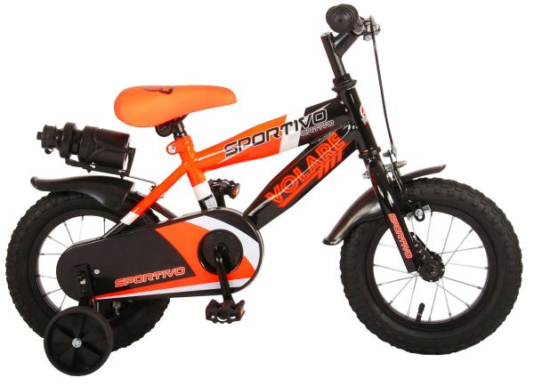 Volare Sportivo Kinderfiets - Jongens - 12 inch - Neon Oranje/Zwart - 95% afgemonteerd