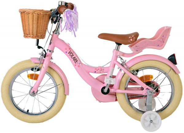 Volare Blossom Kinderfiets - Meisjes - 14 inch - Roze - Twee Handremmen