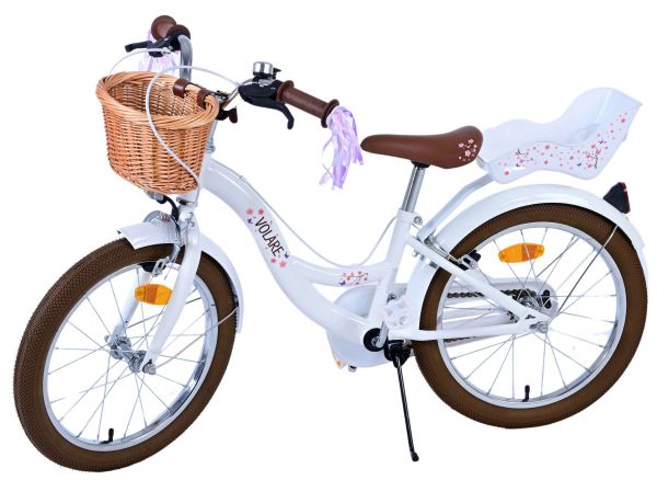 Volare Blossom Kinderfiets - Meisjes - 18 inch - Wit - Twee handremmen