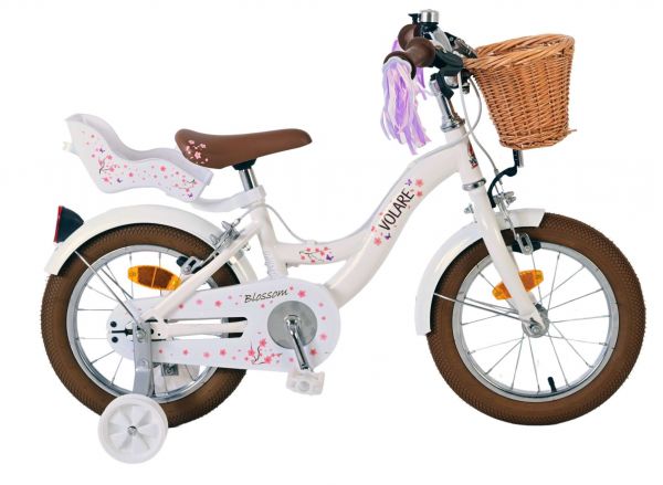 Volare Blossom Kinderfiets - Meisjes - 14 inch - Wit - Twee Handremmen