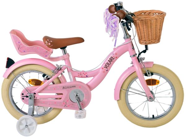 Volare Blossom Kinderfiets - Meisjes - 14 inch - Roze - Twee Handremmen