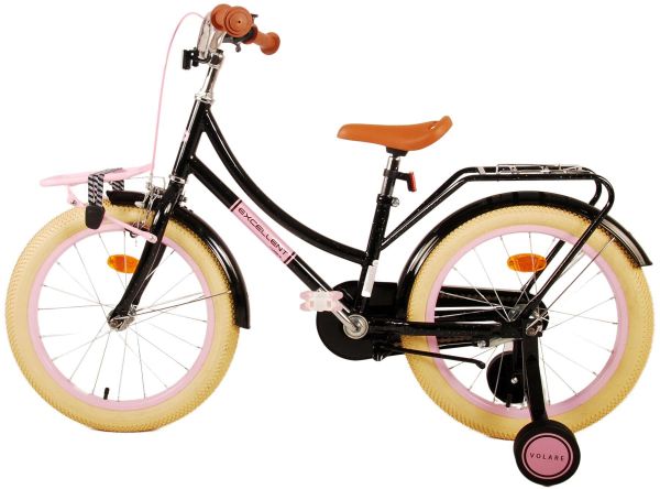 Volare Excellent Kinderfiets - Meisjes - 18 inch - Zwart - 95% afgemonteerd