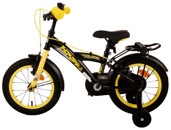 Volare Thombike Kinderfiets - Jongens - 14 inch - Zwart Geel - Twee Handremmen