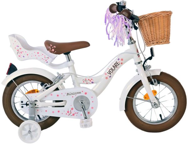 Volare Blossom Kinderfiets - Meisjes - 12 inch - Wit - Twee handremmen