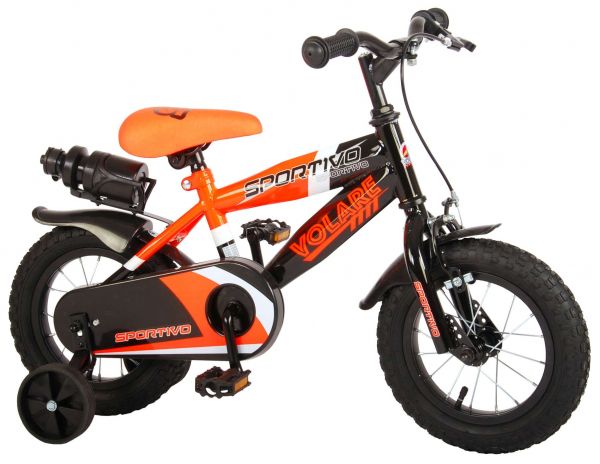 Volare Sportivo Kinderfiets - Jongens - 12 inch - Neon Oranje/Zwart - 95% afgemonteerd