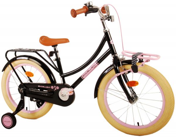 Volare Excellent Kinderfiets - Meisjes - 18 inch - Zwart - 95% afgemonteerd