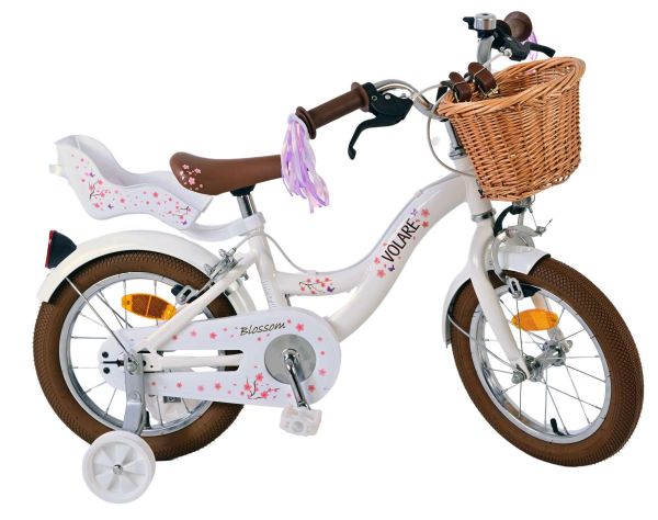 Volare Blossom Kinderfiets - Meisjes - 14 inch - Wit - Twee Handremmen