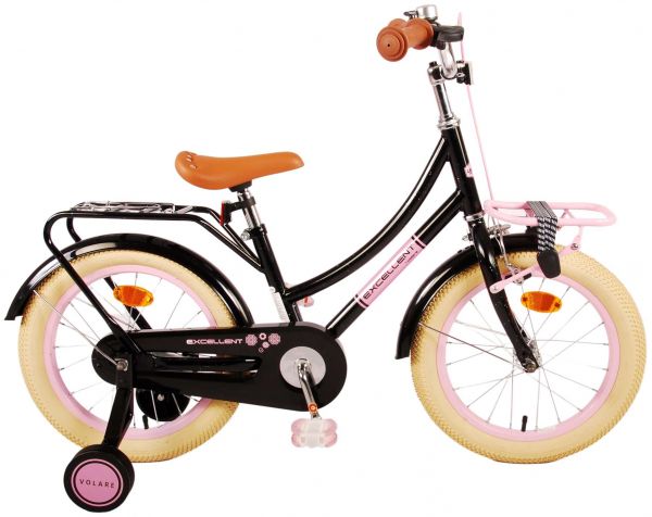 Volare Excellent Kinderfiets - Meisjes - 16 inch - Zwart - 95% afgemonteerd