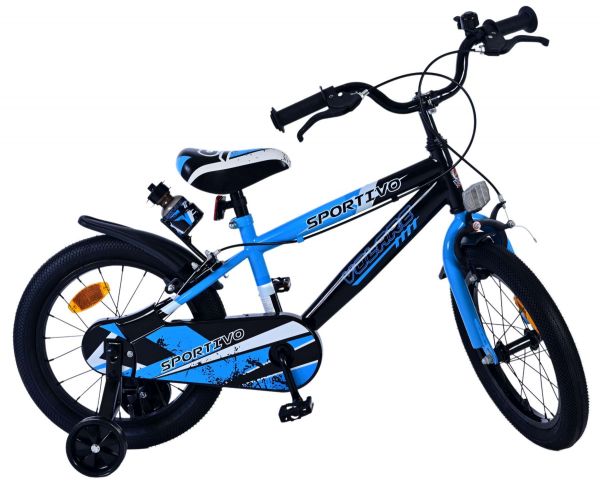 Volare Sportivo Kinderfiets - Jongens - 16 inch - Blauw Zwart - Twee Handremmen