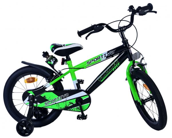 Volare Sportivo Kinderfiets - Jongens - 16 inch - Groen Zwart - Twee Handremmen