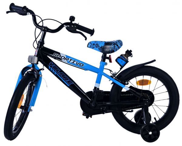 Volare Sportivo Kinderfiets - Jongens - 16 inch - Blauw Zwart - Twee Handremmen