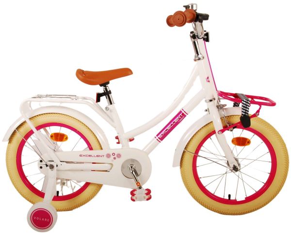 Volare Excellent Kinderfiets - Meisjes - 16 inch - Wit- 95% afgemonteerd