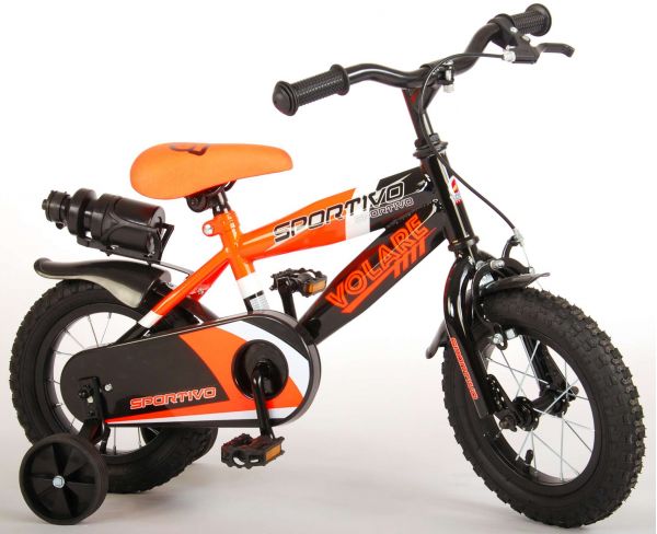 Volare Sportivo Kinderfiets - Jongens - 12 inch - Neon Oranje/Zwart - 95% afgemonteerd