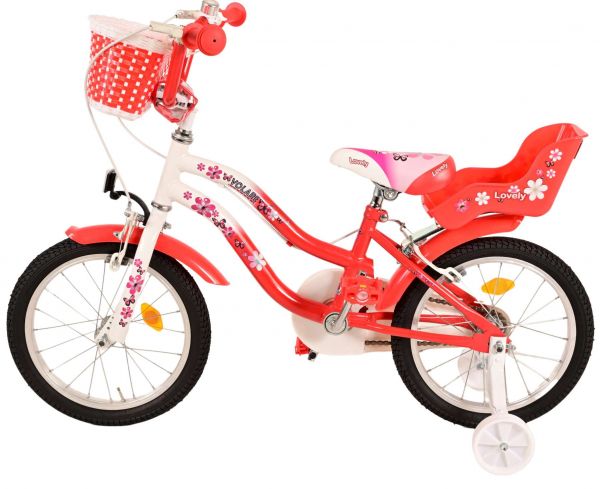 Volare Lovely Kinderfiets - Meisjes - 16 inch - Rood Wit - Twee Handremmen