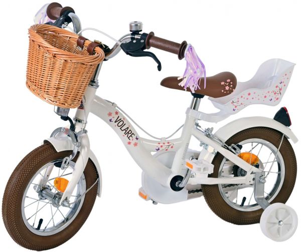 Volare Blossom Kinderfiets - Meisjes - 12 inch - Wit - Twee handremmen