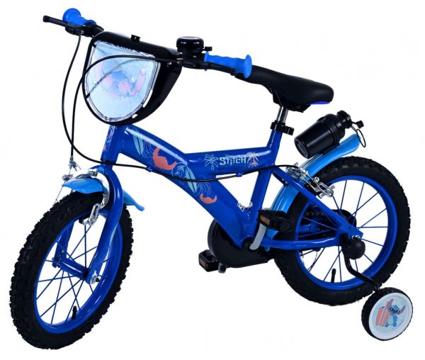 Disney Stitch Kinderfiets - Jongens - 14 inch - Blauw - Twee handremmen