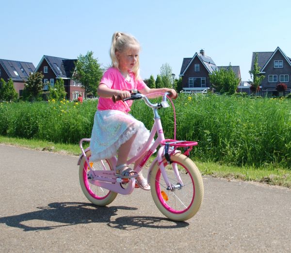 Volare Excellent Kinderfiets - Meisjes - 16 inch - Roze - 95% afgemonteerd