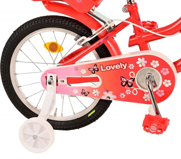 Volare Lovely Kinderfiets - Meisjes - 16 inch - Rood Wit - Twee Handremmen