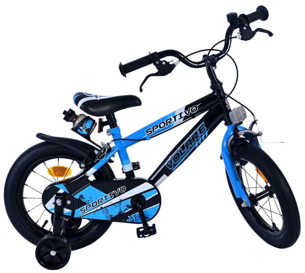 Volare Sportivo Kinderfiets - Jongens - 14 inch - Blauw Zwart - Twee Handremmen