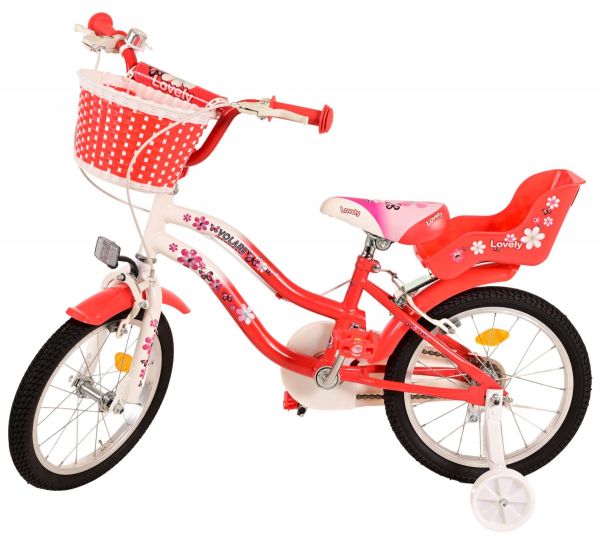 Volare Lovely Kinderfiets - Meisjes - 16 inch - Rood Wit - Twee Handremmen