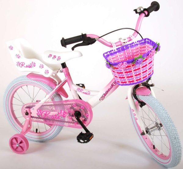 Volare Rose Kinderfiets - Meisjes - 16 inch - Roze/Wit - 95% afgemonteerd