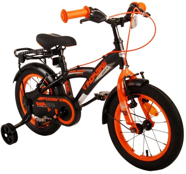 Volare Thombike Kinderfiets - Jongens - 14 inch - Zwart Oranje - Twee Handremmen