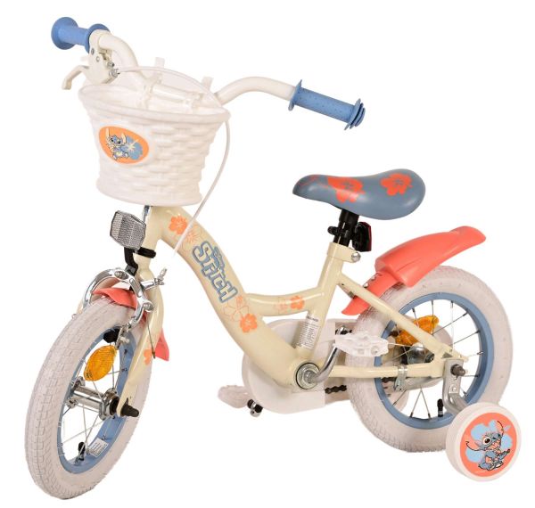 Disney Stitch Kinderfiets - Meisjes - 12 inch - Crème Koraal Blauw