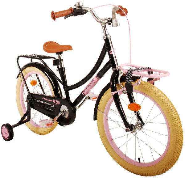 Volare Excellent Kinderfiets - Meisjes - 18 inch - Zwart - 95% afgemonteerd