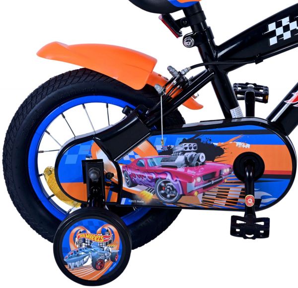 Hot Wheels Kinderfiets - Jongens - 12 inch - Zwart Oranje Blauw - Twee handremmen