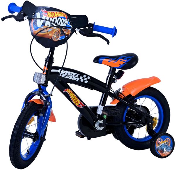 Hot Wheels Kinderfiets - Jongens - 12 inch - Zwart Oranje Blauw - Twee handremmen