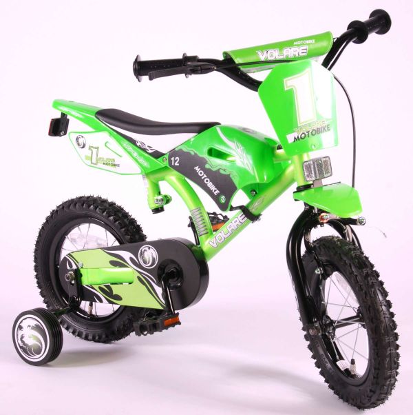 Volare Motorbike Kinderfiets - Jongens - 12 inch - Groen - 95% afgemonteerd