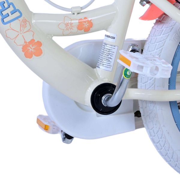 Disney Stitch Kinderfiets - Meisjes - 14 inch - Crème Koraal Blauw - Twee handremmen