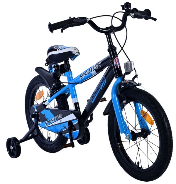 Volare Sportivo Kinderfiets - Jongens - 16 inch - Blauw Zwart - Twee Handremmen