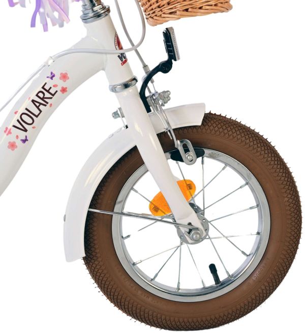 Volare Blossom Kinderfiets - Meisjes - 12 inch - Wit - Twee handremmen