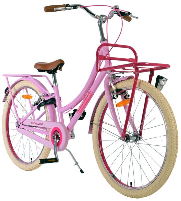 Volare Excellent Kinderfiets - Meisjes - 24 inch - Roze- Twee handremmen