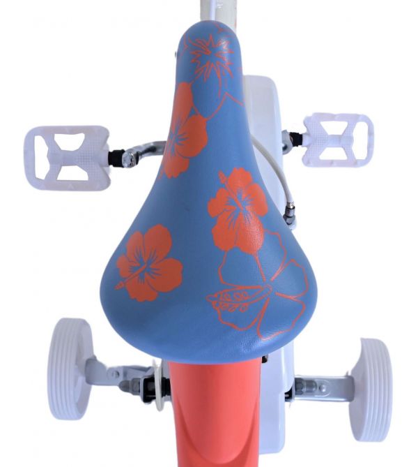 Disney Stitch Kinderfiets - Meisjes - 14 inch - Crème Koraal Blauw - Twee handremmen