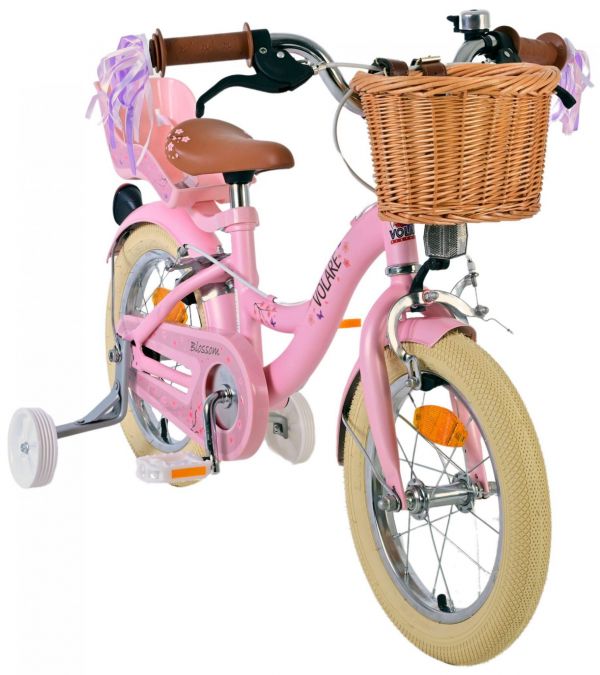 Volare Blossom Kinderfiets - Meisjes - 14 inch - Roze - Twee Handremmen