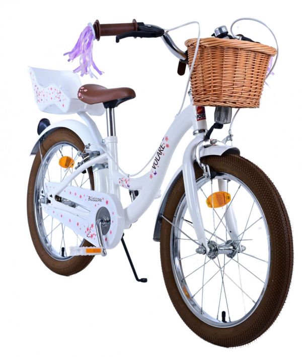 Volare Blossom Kinderfiets - Meisjes - 18 inch - Wit - Twee handremmen