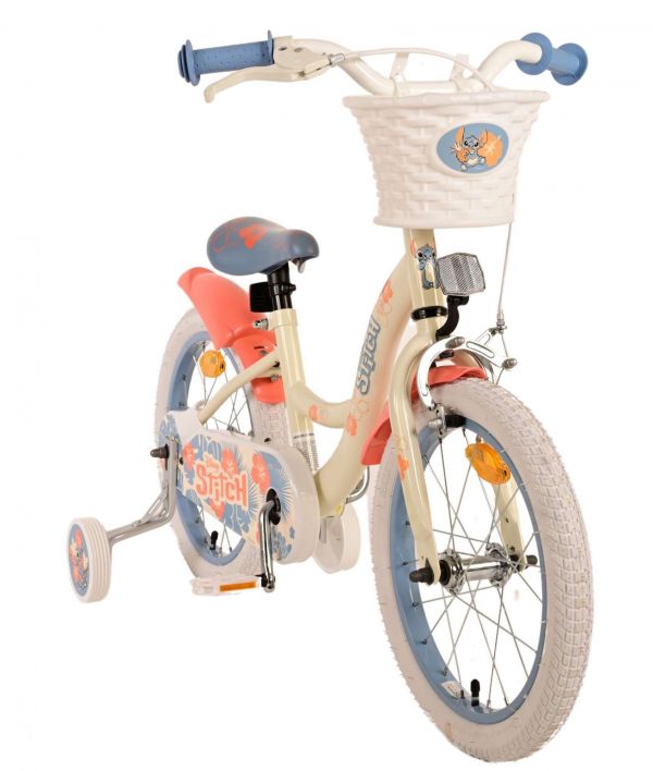 Disney Stitch Kinderfiets - Meisjes - 16 inch - Crème Koraal Blauw