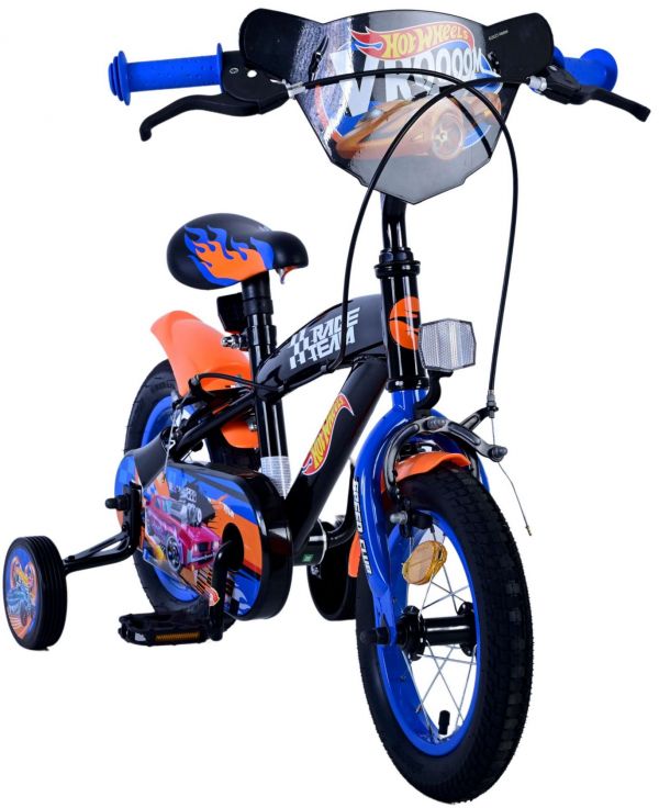 Hot Wheels Kinderfiets - Jongens - 12 inch - Zwart Oranje Blauw - Twee handremmen