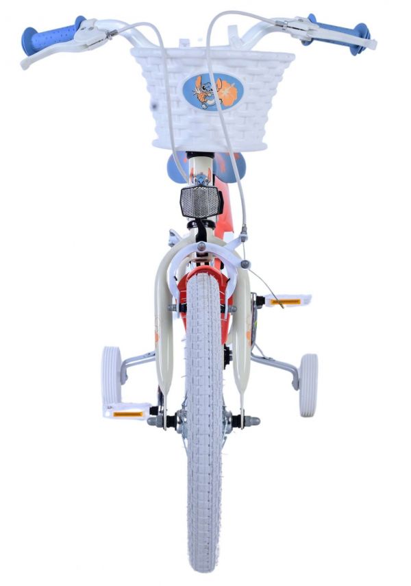 Disney Stitch Kinderfiets - Meisjes - 16 inch - Crème Koraal Blauw - Twee handremmen